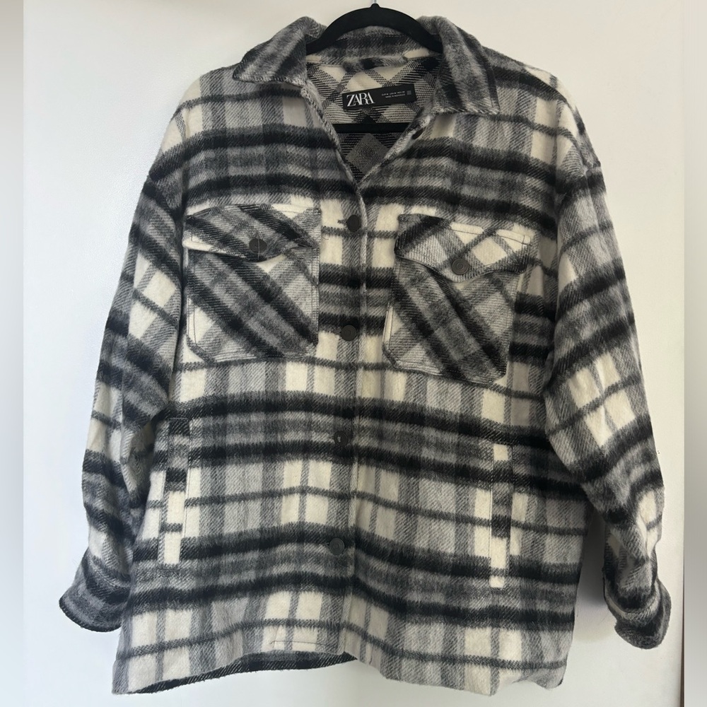 Zara Black and White Plaid Flannel